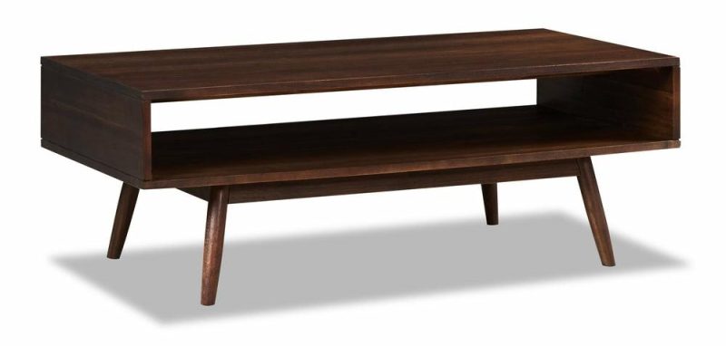 Kisper 47.75″ Retro Coffee Table With Storage – Dark Brown Wood Wood Coffee Tables