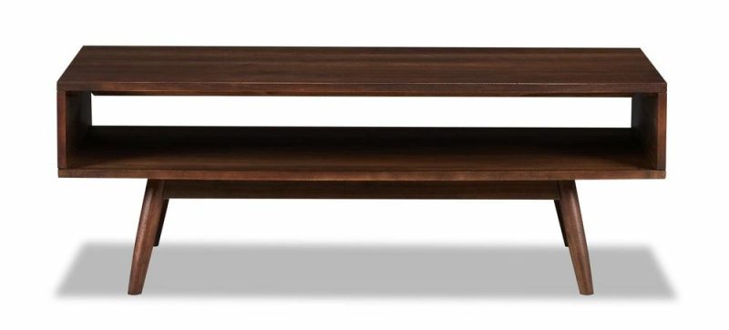 Kisper 47.75″ Retro Coffee Table With Storage – Dark Brown Wood Wood Coffee Tables