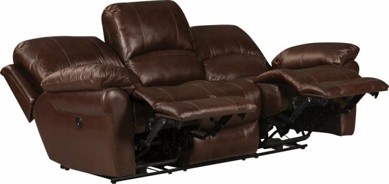 Kobe 87.4″ Brown Genuine Leather Power Reclining Sofa With Usb Ports Furniture