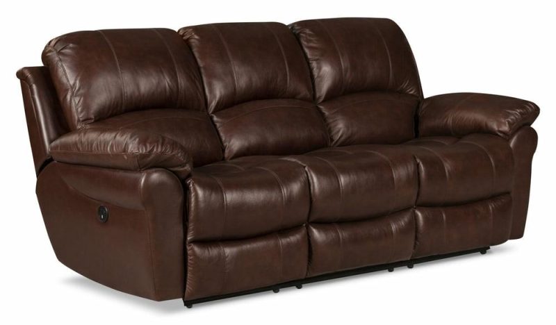 Kobe 87.4″ Brown Genuine Leather Power Reclining Sofa With Usb Ports Furniture