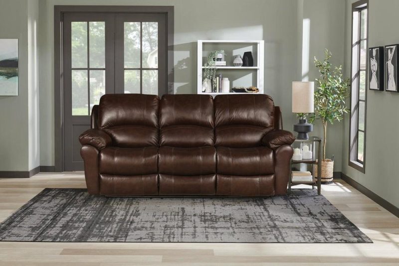 Kobe 87.4″ Brown Genuine Leather Power Reclining Sofa With Usb Ports Furniture