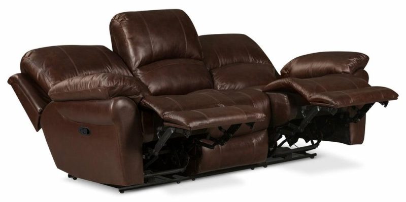 Kobe 87.4″ Brown Genuine Leather Reclining Sofa Furniture