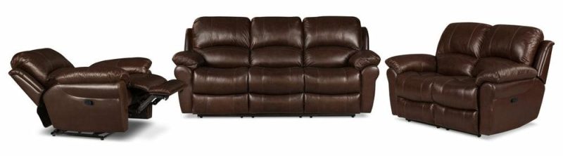 Kobe 87.4″ Brown Genuine Leather Reclining Sofa Furniture