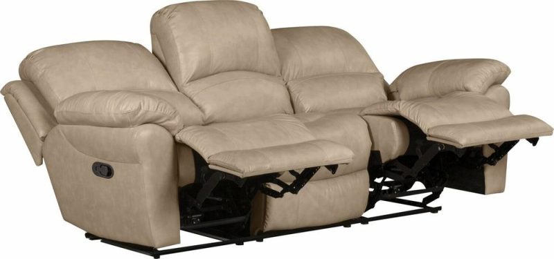 Kobe 87.4″ Stone Beige Genuine Leather Reclining Sofa Furniture