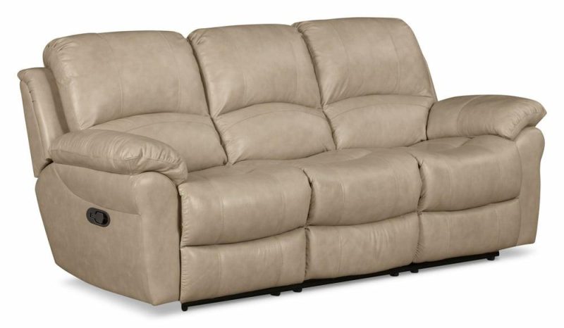 Kobe 87.4″ Stone Beige Genuine Leather Reclining Sofa Furniture