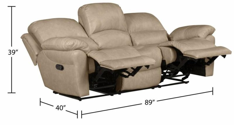 Kobe 87.4″ Stone Beige Genuine Leather Reclining Sofa Furniture