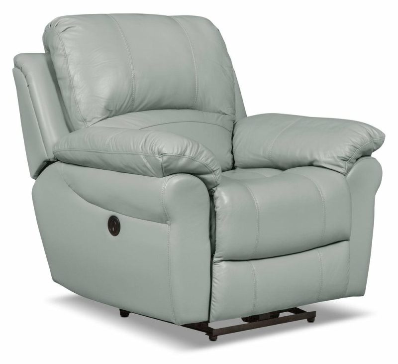 Kobe Genuine Leather Power Recliner – Blue Furniture