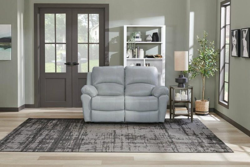 Kobe Genuine Leather Reclining Loveseat – Blue Furniture