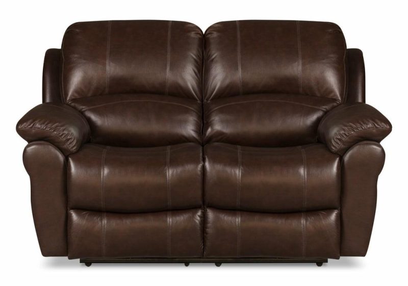 Kobe Genuine Leather Reclining Loveseat – Brown Furniture