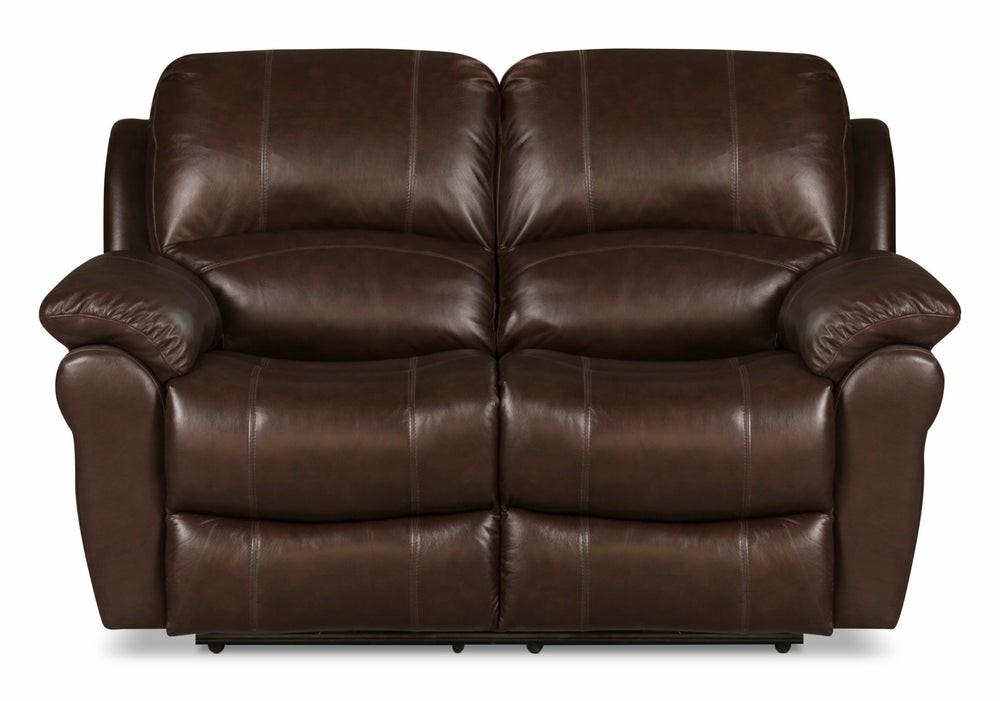 Kobe Genuine Leather Reclining Loveseat – Brown Furniture