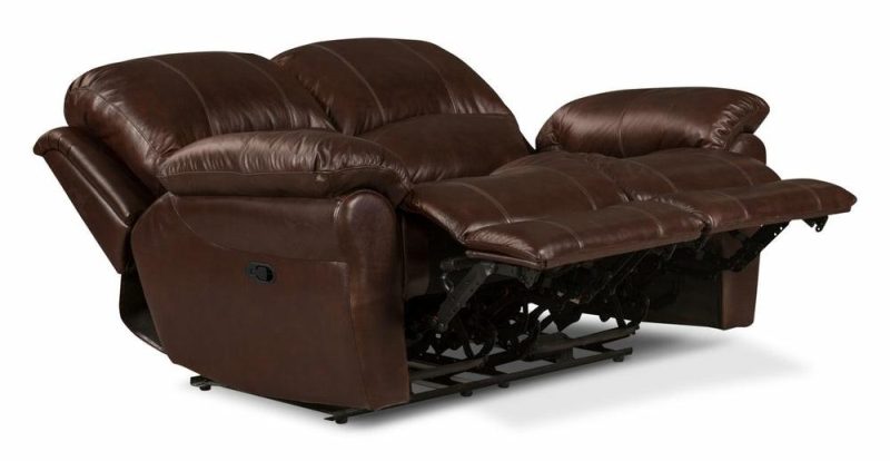 Kobe Genuine Leather Reclining Loveseat – Brown Furniture