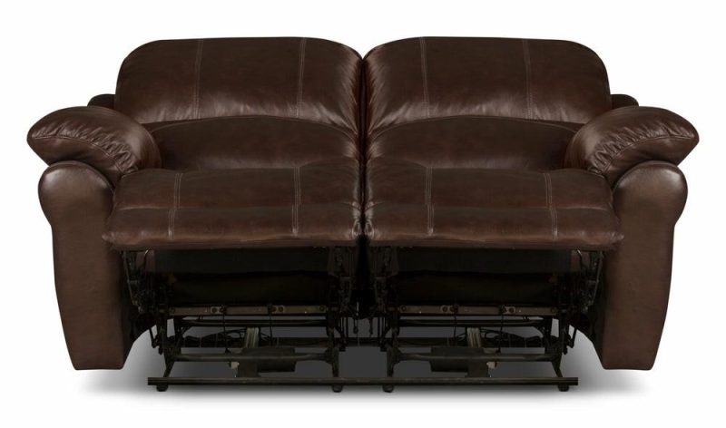 Kobe Genuine Leather Reclining Loveseat – Brown Furniture