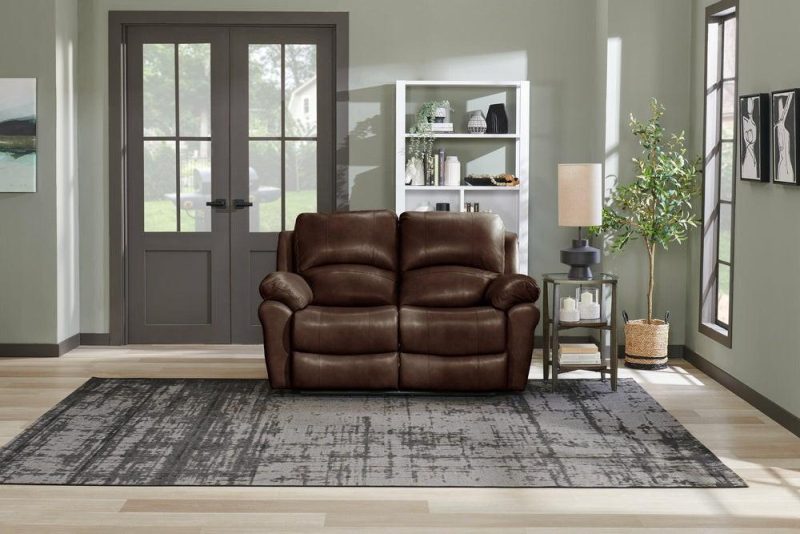 Kobe Genuine Leather Reclining Loveseat – Brown Furniture