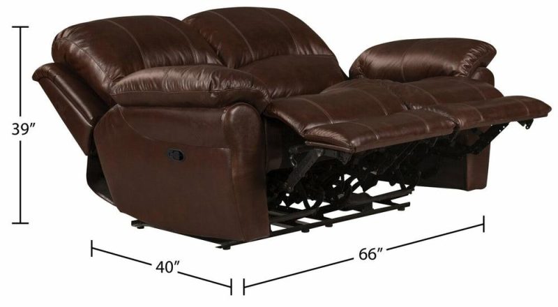 Kobe Genuine Leather Reclining Loveseat – Brown Furniture