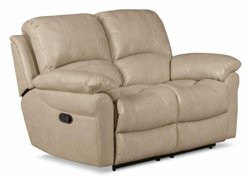 Kobe Genuine Leather Reclining Loveseat – Stone Furniture