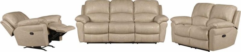 Kobe Genuine Leather Reclining Loveseat – Stone Furniture