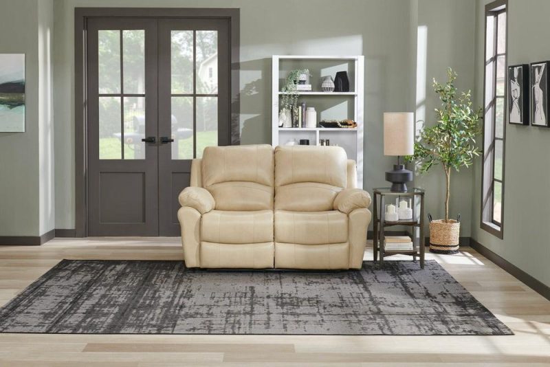 Kobe Genuine Leather Reclining Loveseat – Stone Furniture