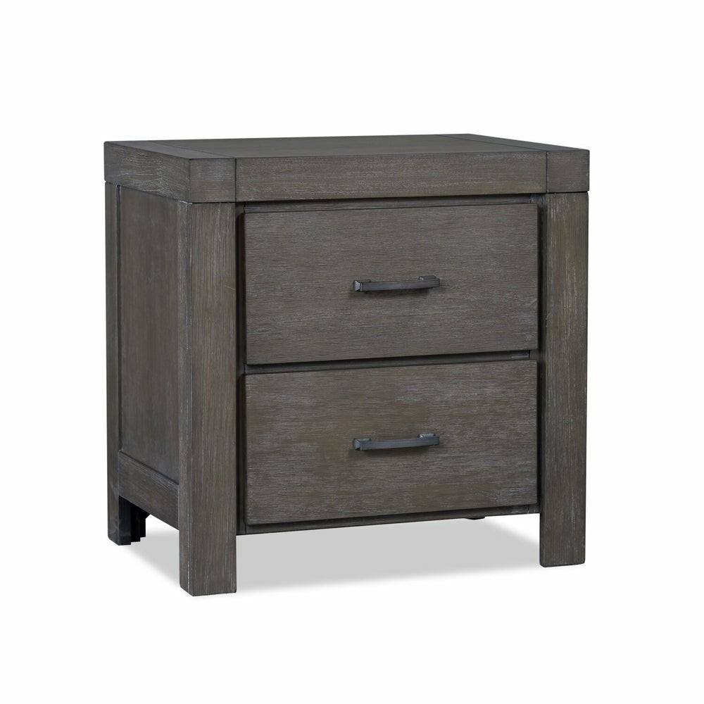 Koda Bedside 2-Drawer Nightstand, 23.7″W X 23.7″H, Acacia Wood – Grey Bedroom