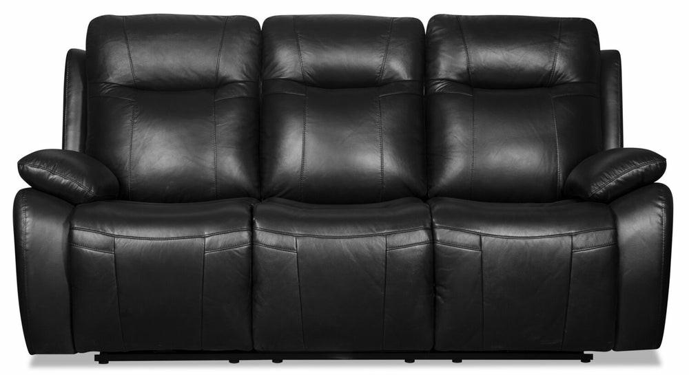 Kora 83″ Black Genuine Leather Power Reclining Sofa With Usb Ports Furniture