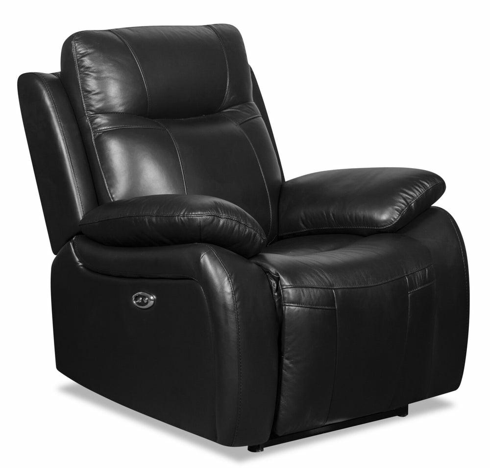 Kora Genuine Leather Power Recliner – Black Furniture