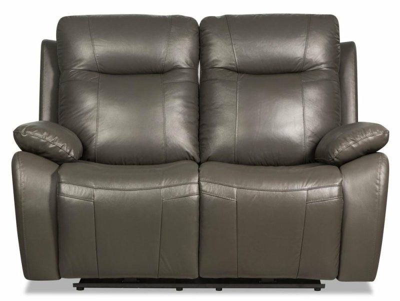 Kora Genuine Leather Power Reclining Loveseat – Grey Furniture