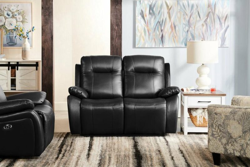 Kora Genuine Leather Power Reclining Loveseat – Grey Furniture