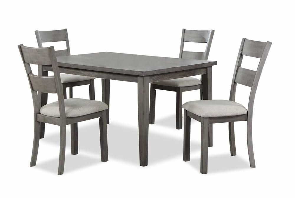 Krew 5Pc Dining Set With Table & 4 Chairs, Melamine, 60″W – Grey Dining Room