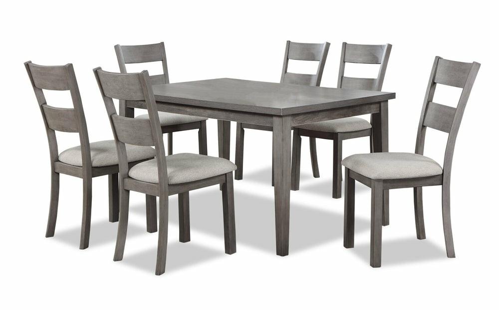 Krew 7Pc Dining Set With Table & 6 Chairs, Melamine, 60″W – Grey Dining Room