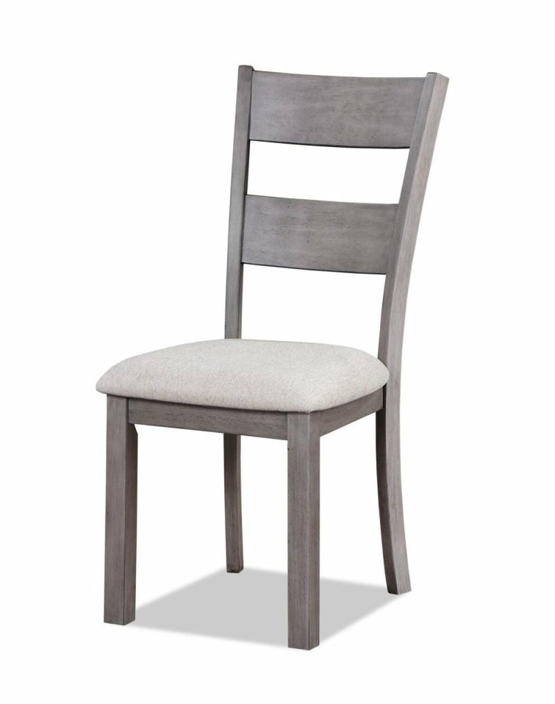 Krew Dining Chair With Polyester Fabric, Ladder-Back – Grey Dining Chairs