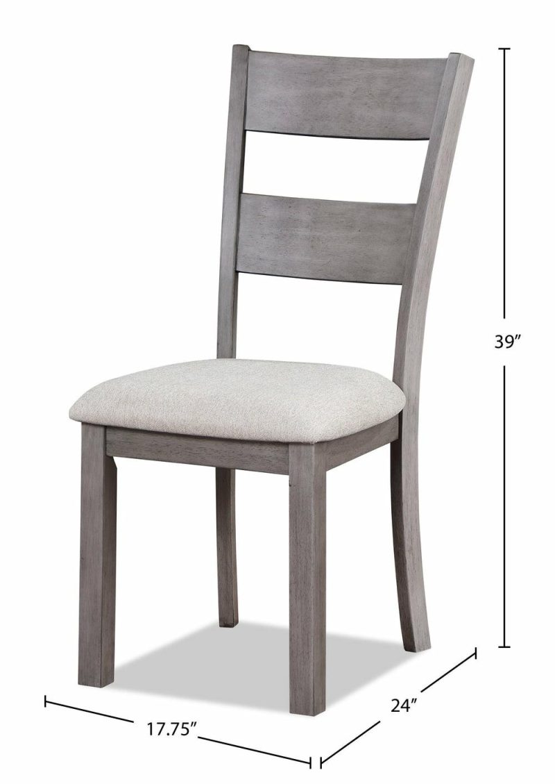 Krew Dining Chair With Polyester Fabric, Ladder-Back – Grey Dining Chairs