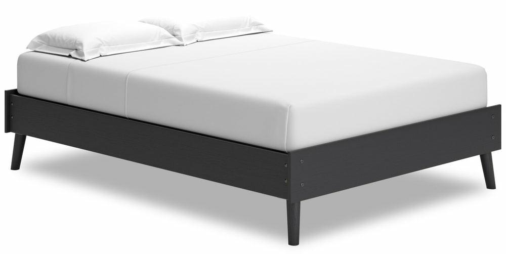 Kylo Platform Bed ,  Mid-Century Modern, Black – Full Size Bedroom