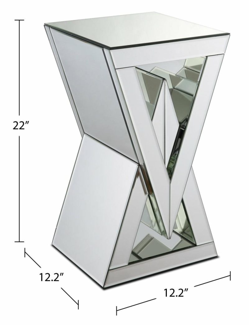 Lane 12″ Mirrored Accent Table – Silver End Tables