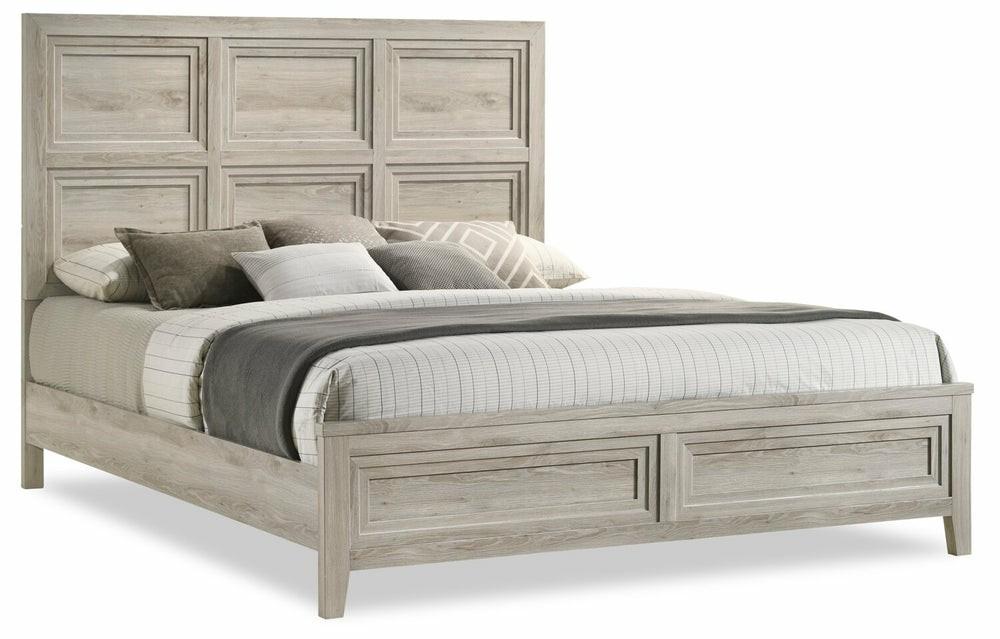 Lara Panel Bed With Headboard & Frame, Antique Grey – King Size Bedroom