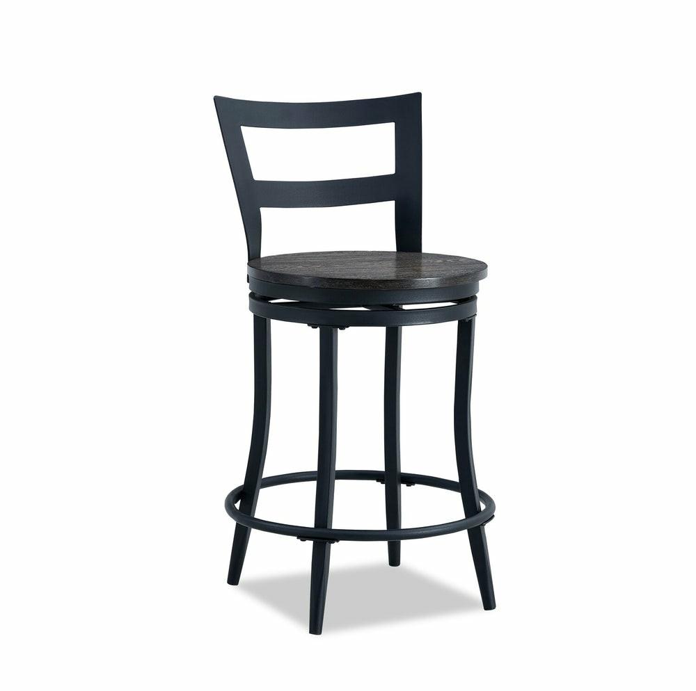 Lars Counter-Height Dining Chair, Swivel-Seat, Metal, Ladder Back – Grey/Black Dining Chairs