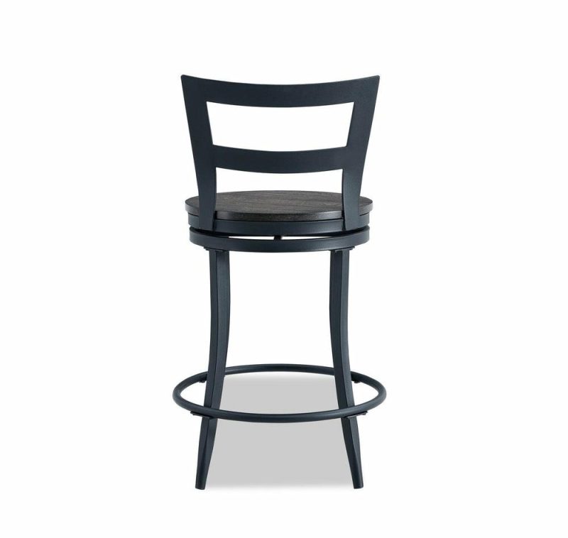 Lars Counter-Height Dining Chair, Swivel-Seat, Metal, Ladder Back – Grey/Black Dining Chairs