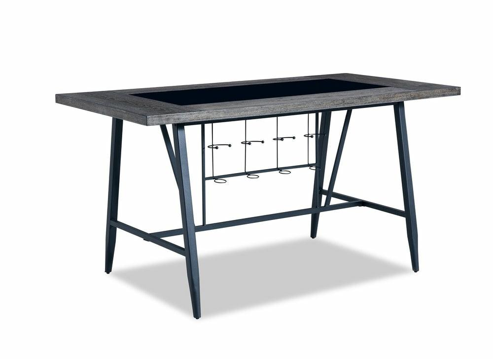 Lars Counter-Height Dining Table, Metal, Trestle-Base, 69″W – Grey/Black Dining Room