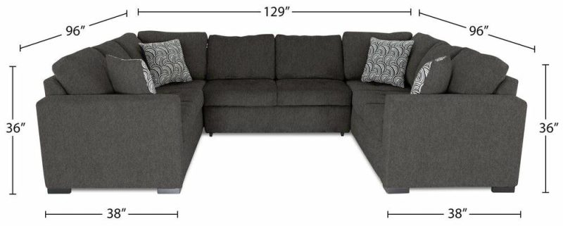 Legend 3-Piece Chenille Sleeper Sectional Sofa – Pewter Furniture