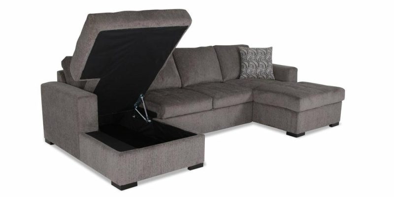 Legend 3-Piece Chenille Sleeper Sectional Sofa With Two Chaises – Pewter Furniture