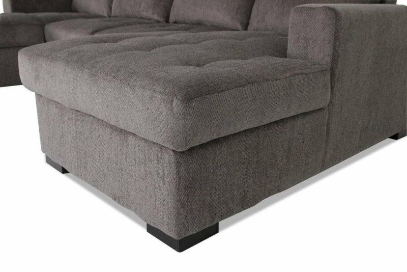 Legend 3-Piece Chenille Sleeper Sectional Sofa With Two Chaises – Pewter Furniture