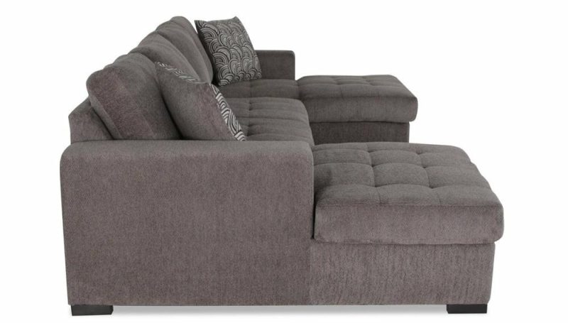 Legend 3-Piece Chenille Sleeper Sectional Sofa With Two Chaises – Pewter Furniture