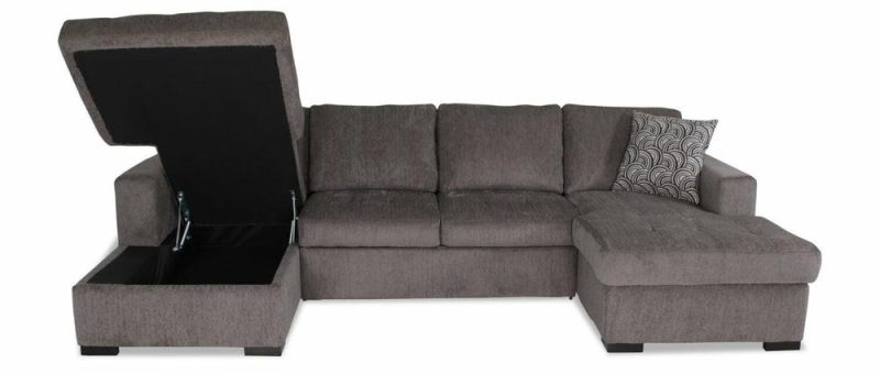 Legend 3-Piece Chenille Sleeper Sectional Sofa With Two Chaises – Pewter Furniture