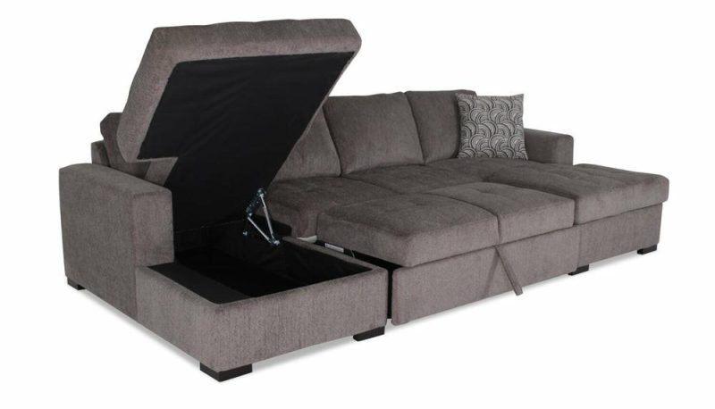 Legend 3-Piece Chenille Sleeper Sectional Sofa With Two Chaises – Pewter Furniture