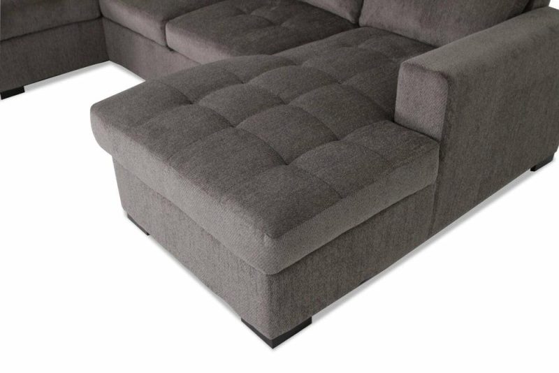 Legend 3-Piece Chenille Sleeper Sectional Sofa With Two Chaises – Pewter Furniture