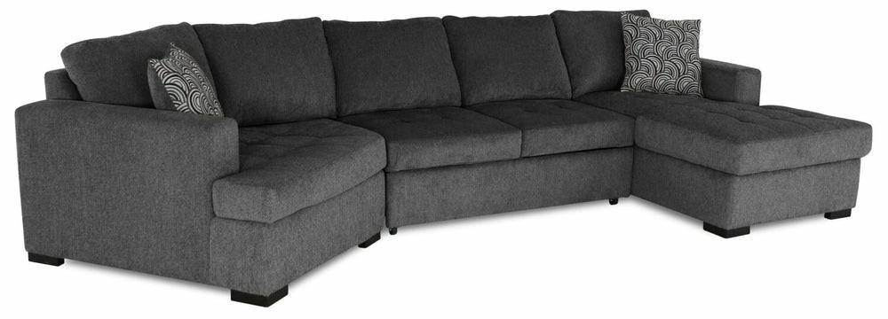 Legend 3-Piece Left-Facing Chenille Cuddler Sleeper Sectional With Chaise – Pepper Furniture