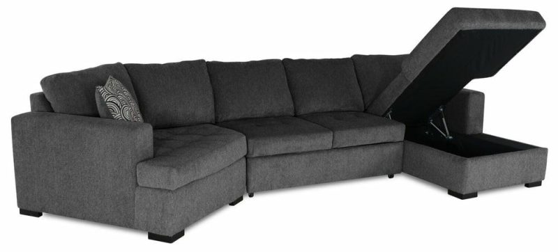 Legend 3-Piece Left-Facing Chenille Cuddler Sleeper Sectional With Chaise – Pepper Furniture