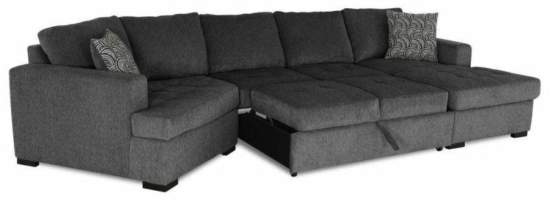 Legend 3-Piece Left-Facing Chenille Cuddler Sleeper Sectional With Chaise – Pepper Furniture