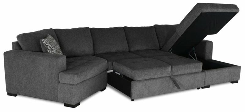 Legend 3-Piece Left-Facing Chenille Cuddler Sleeper Sectional With Chaise – Pepper Furniture