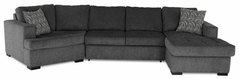 Legend 3-Piece Left-Facing Chenille Cuddler Sleeper Sectional With Chaise – Pepper Furniture