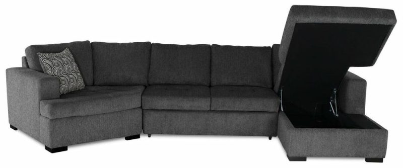 Legend 3-Piece Left-Facing Chenille Cuddler Sleeper Sectional With Chaise – Pepper Furniture