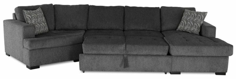 Legend 3-Piece Left-Facing Chenille Cuddler Sleeper Sectional With Chaise – Pepper Furniture